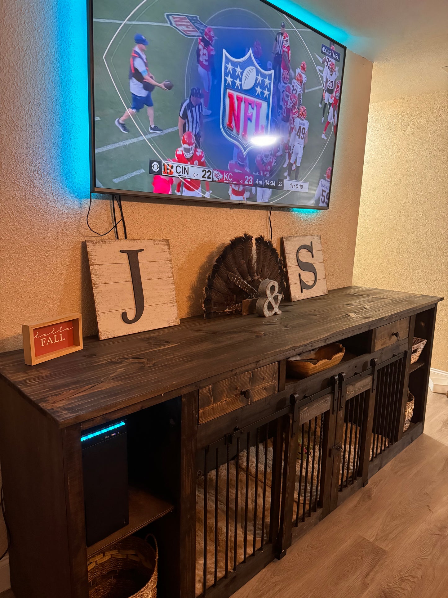 Built in kennel tv stand