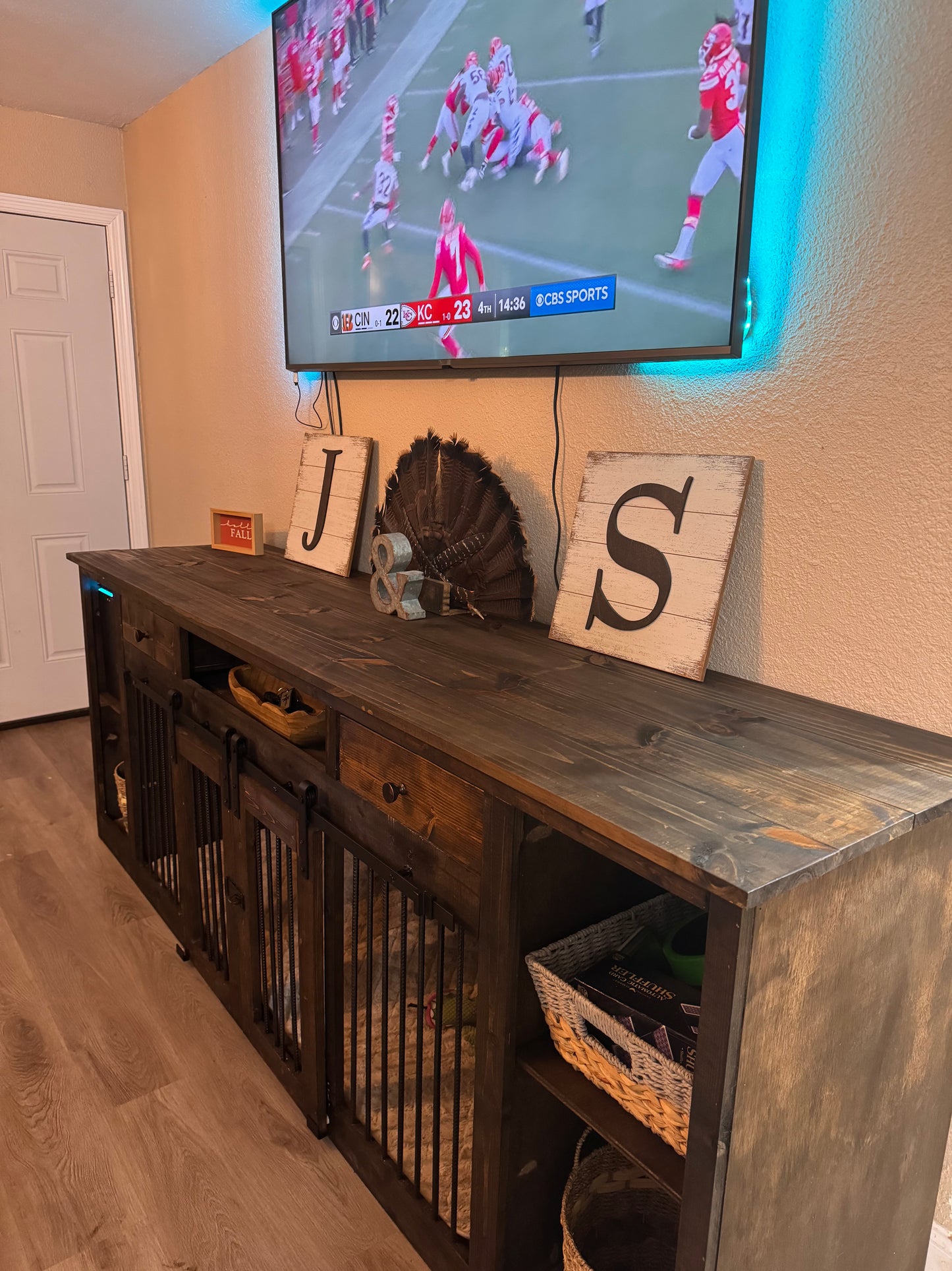 Built in kennel tv stand