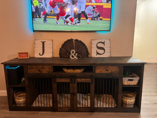 Built in kennel tv stand