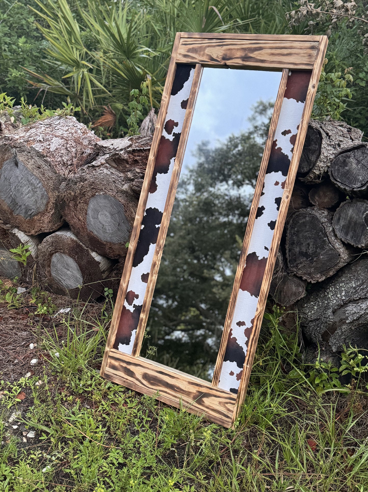 Cow print full length mirror