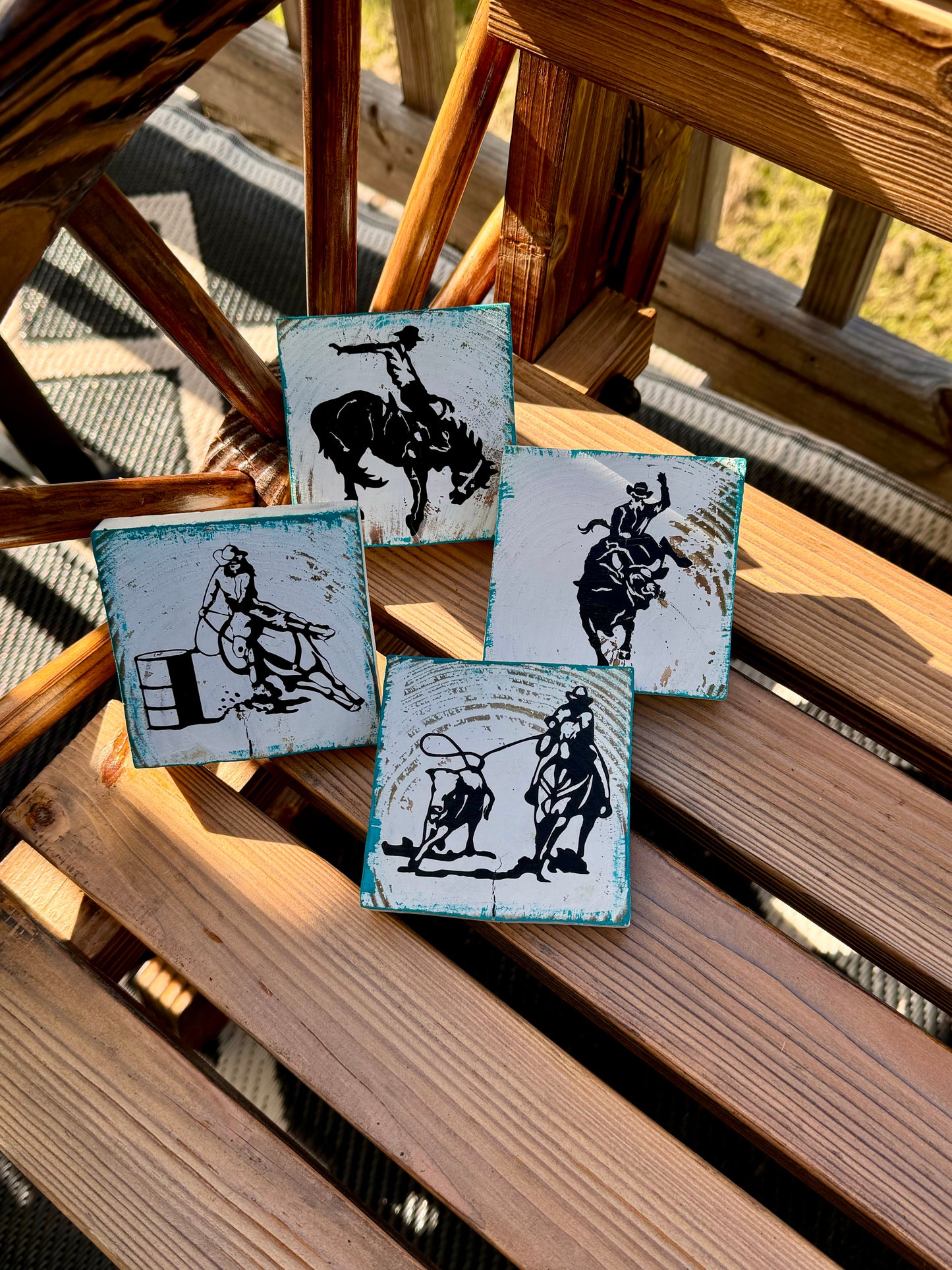 Western coasters - rodeo themed - set of 4