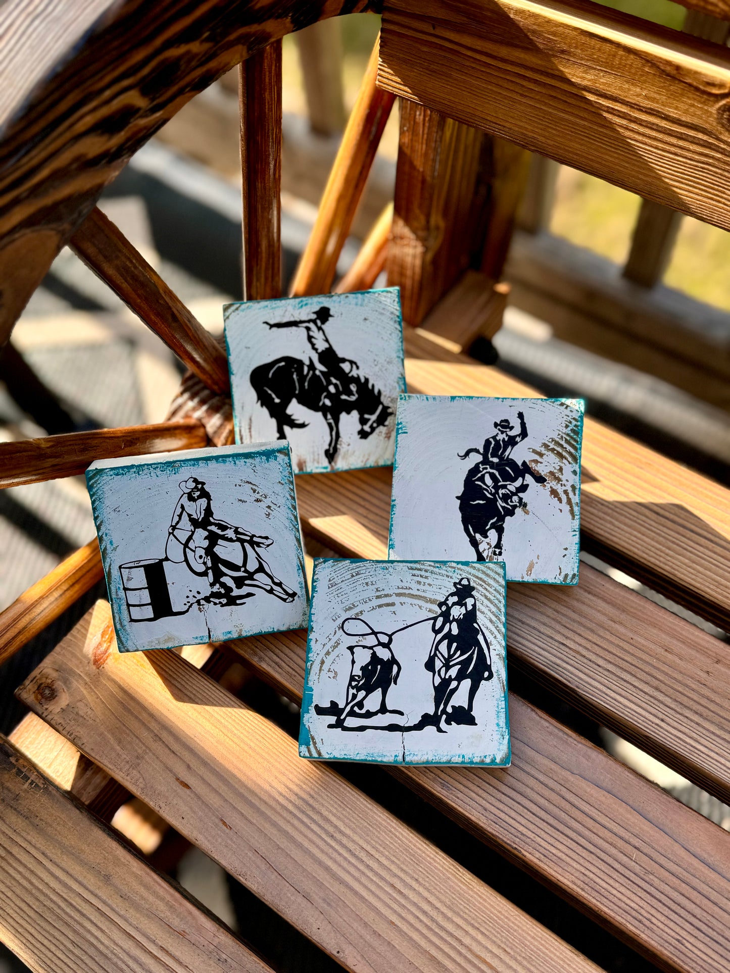 Western coasters - rodeo themed - set of 4