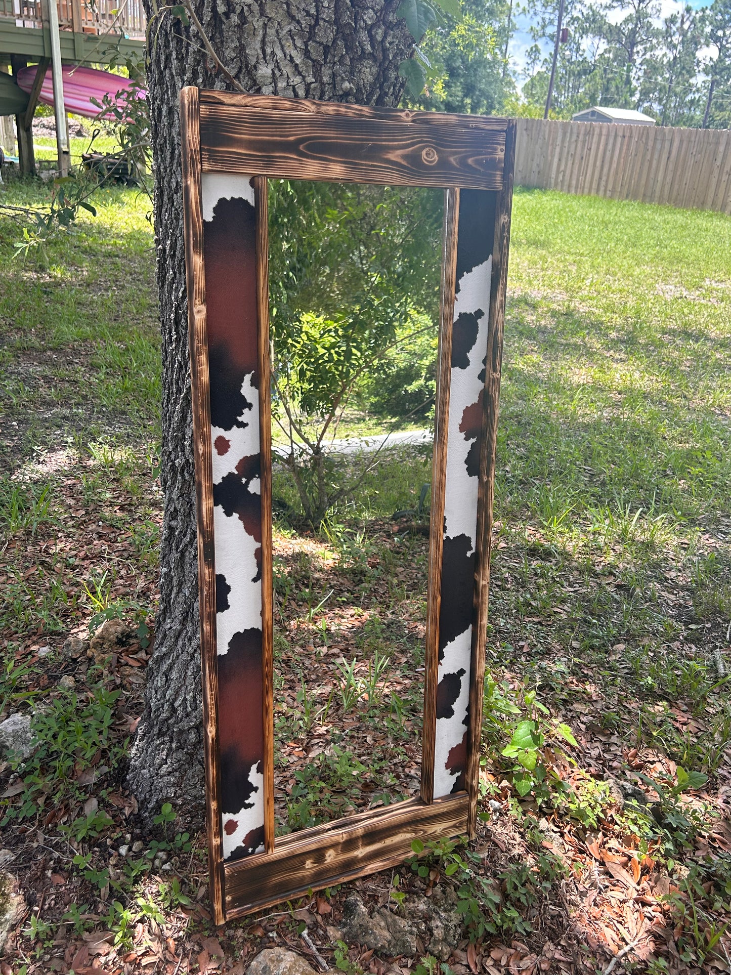 Cow print full length mirror