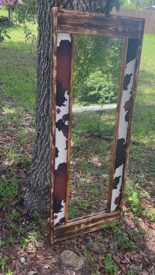 Cow print full length mirror